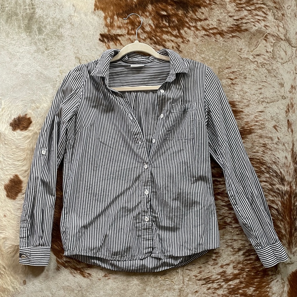 Navy / White Stripe Button Down with Collar